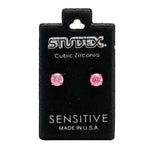 Load image into Gallery viewer, 5MM Cubic Zirconia Neon Pink Allergy-Free Stainless Steel Ear Studs
