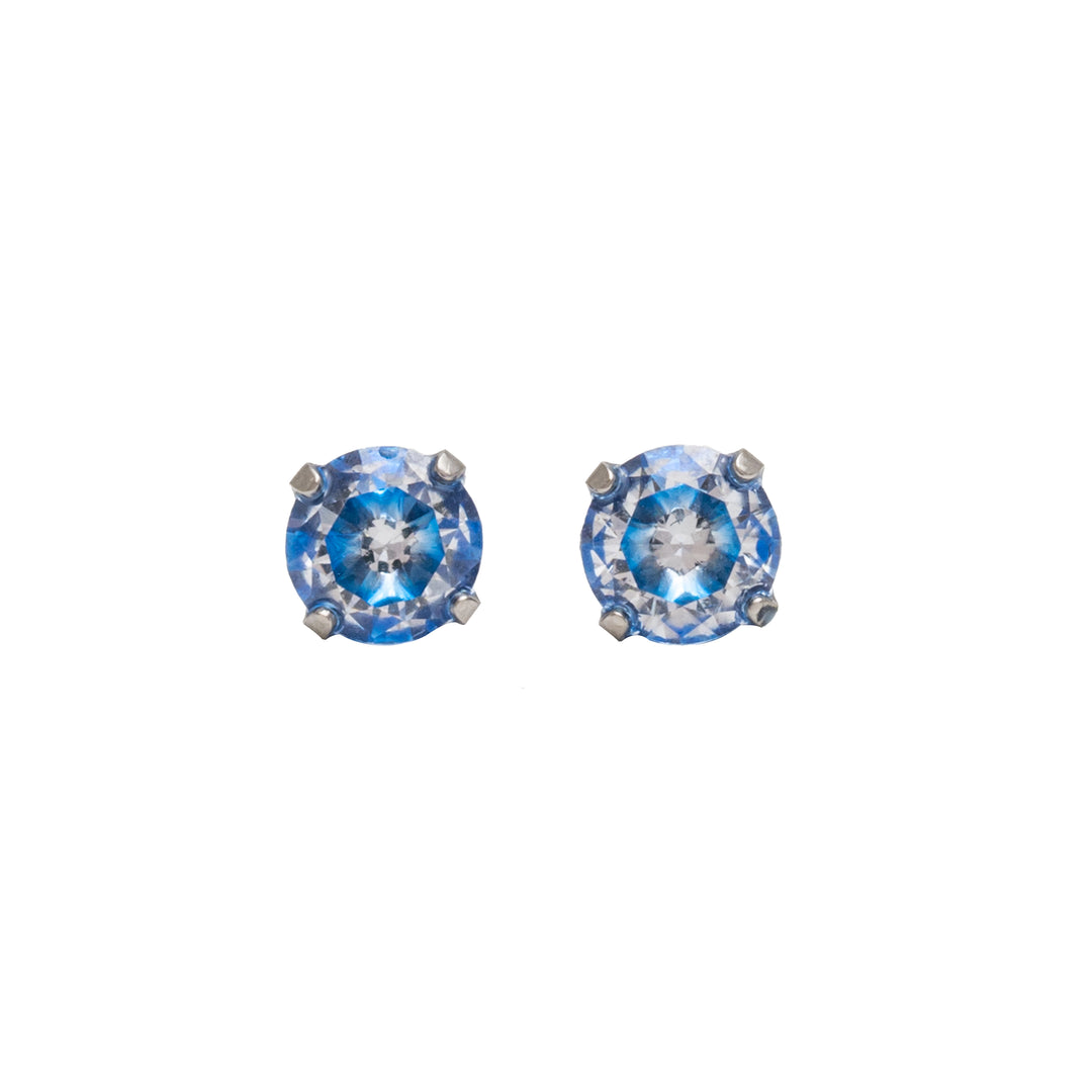 5MM Cubic Zirconia Neon Blue Allergy-Free Stainless Steel Ear Studs