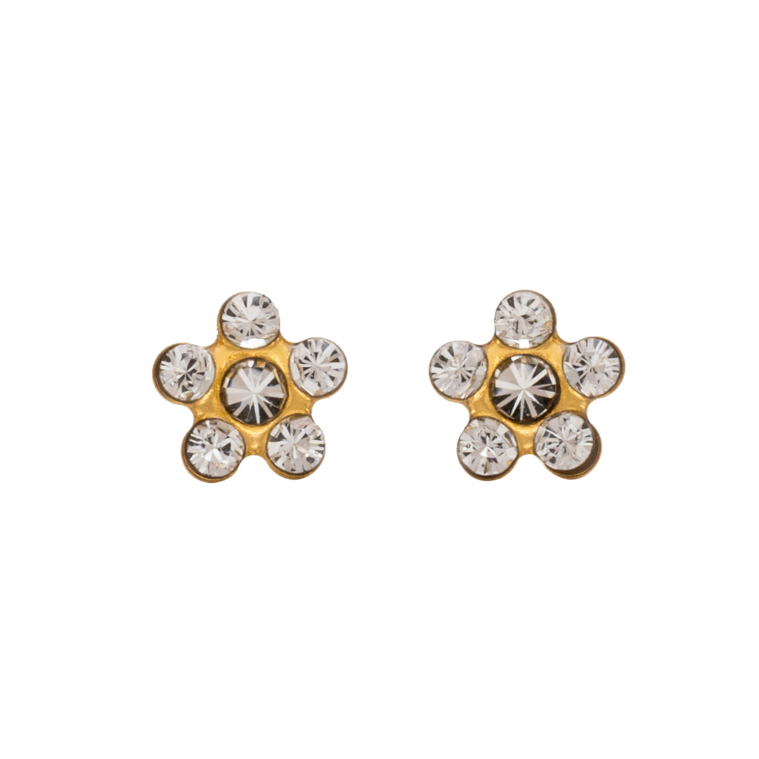 Daisy April Crystal 24K Pure Gold Plated Ear Studs