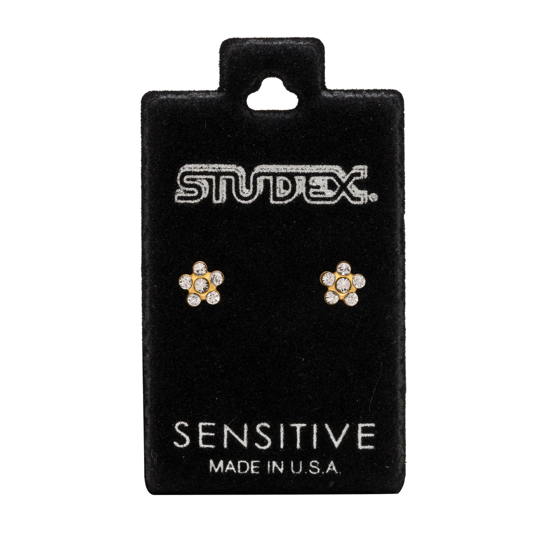 Daisy April Crystal 24K Pure Gold Plated Ear Studs