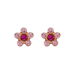Load image into Gallery viewer, Daisy Light Rose Fuchsia 24K Pure Gold Plated Ear Studs
