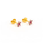 Load image into Gallery viewer, Daisy Light Rose Fuchsia 24K Pure Gold Plated Ear Studs
