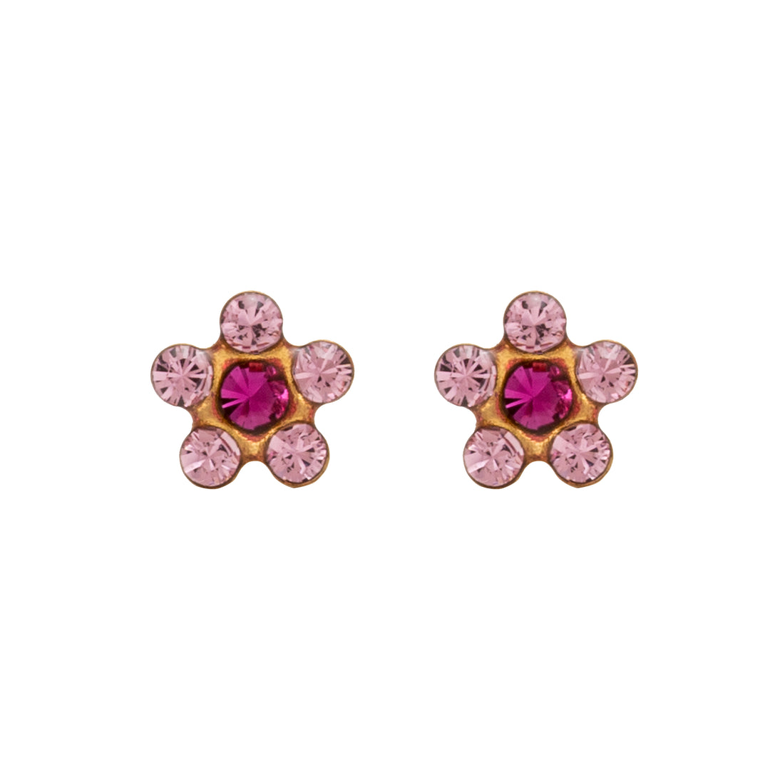 Daisy Light Rose Fuchsia 24K Pure Gold Plated Ear Studs