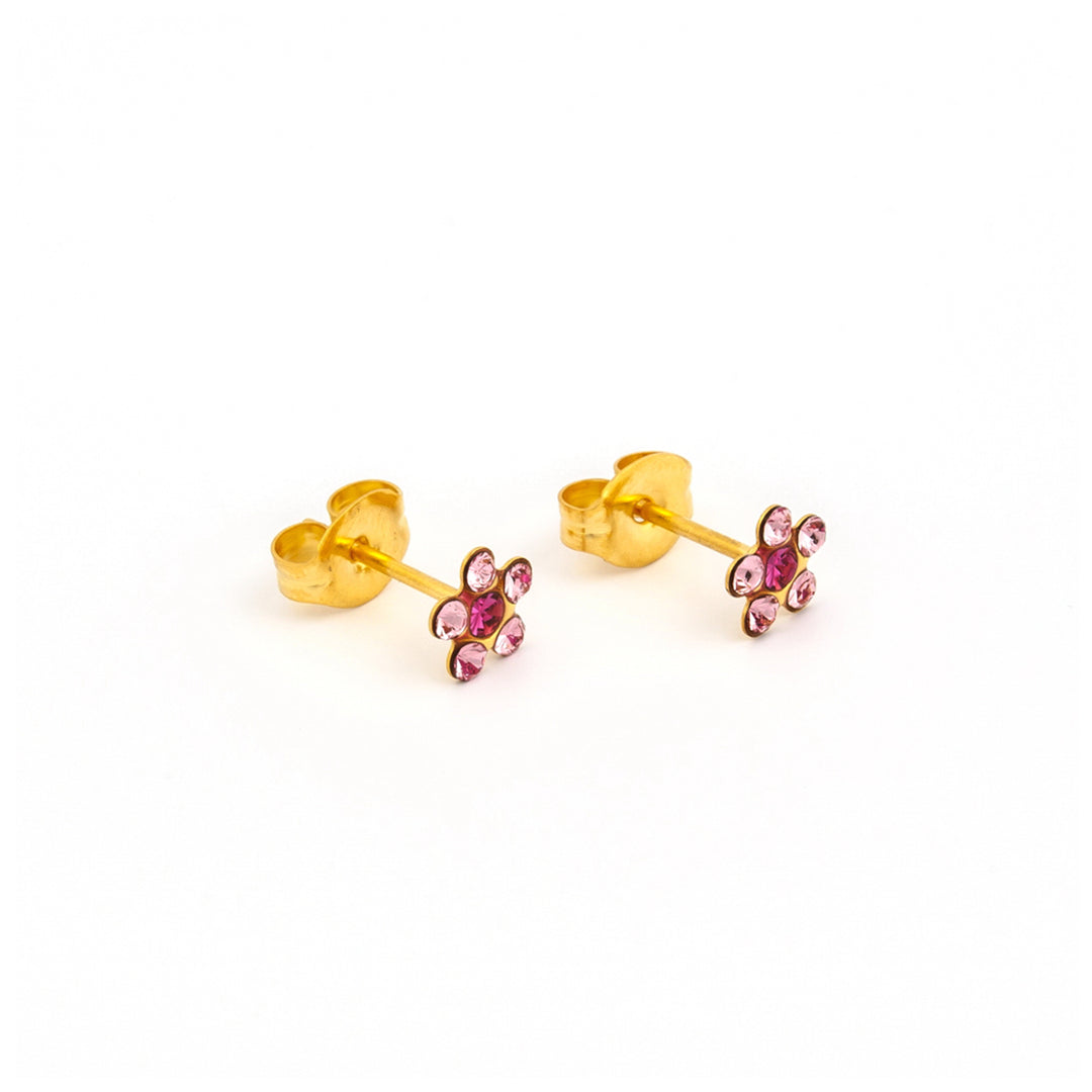 Daisy Light Rose Fuchsia 24K Pure Gold Plated Ear Studs