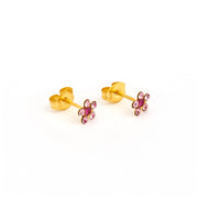 Daisy Light Rose Fuchsia 24K Pure Gold Plated Ear Studs