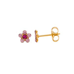 Load image into Gallery viewer, Daisy Light Rose Fuchsia 24K Pure Gold Plated Ear Studs
