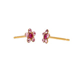 Load image into Gallery viewer, Daisy Light Rose Fuchsia 24K Pure Gold Plated Ear Studs

