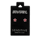 Load image into Gallery viewer, Daisy Light Rose Fuchsia 24K Pure Gold Plated Ear Studs
