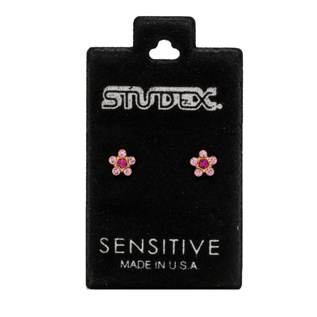 Daisy Light Rose Fuchsia 24K Pure Gold Plated Ear Studs