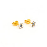 Load image into Gallery viewer, Daisy Crystal - Sapphire 24K Pure Gold Plated Ear Studs
