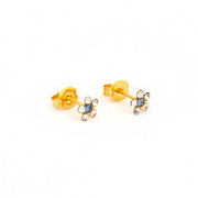 Daisy Crystal - Sapphire 24K Pure Gold Plated Ear Studs