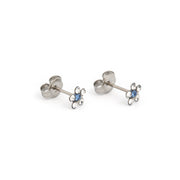 Daisy April Crystal Sep Saphire Allergy-Free Stainless Steel Ear Studs