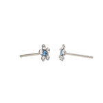 Load image into Gallery viewer, Daisy April Crystal Sep Saphire Allergy-Free Stainless Steel Ear Studs
