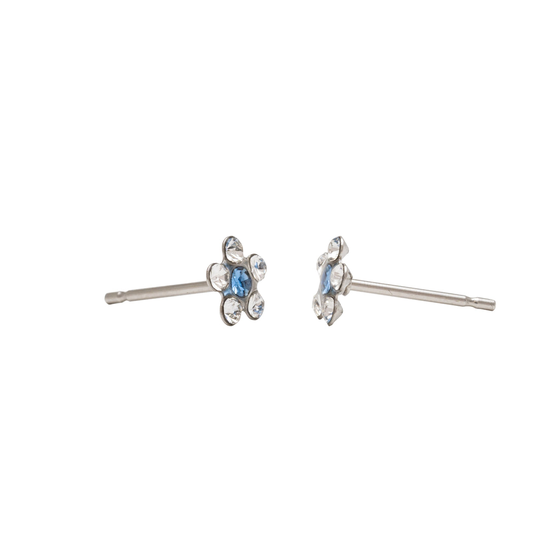 Daisy April Crystal Sep Saphire Allergy-Free Stainless Steel Ear Studs