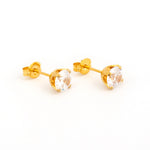Load image into Gallery viewer, 6MM Cubic Zirconia 24K Pure Gold Plated Ear Studs
