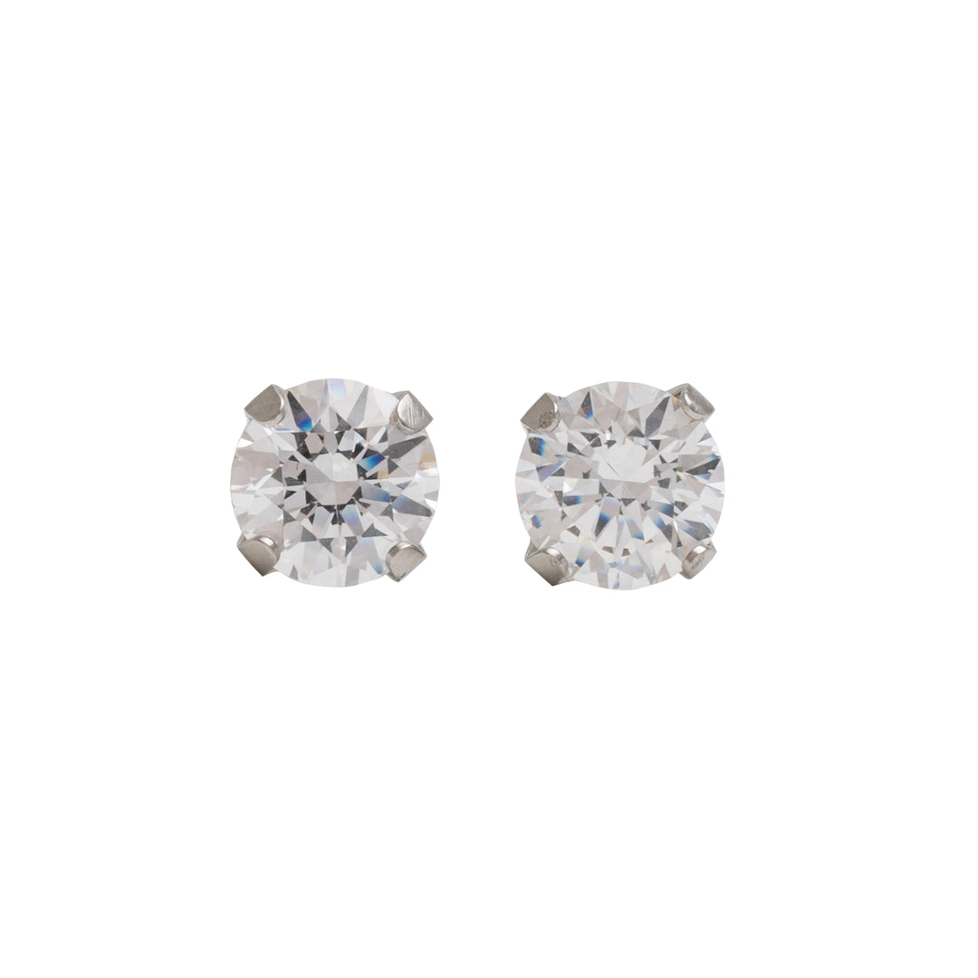 6MM Cubic Zirconia Allergy-Free Stainless Steel Ear Studs