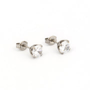 6MM Cubic Zirconia Allergy-Free Stainless Steel Ear Studs
