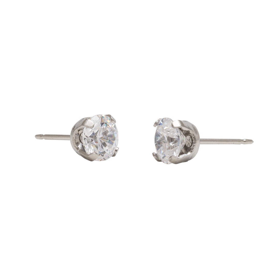 6MM Cubic Zirconia Allergy-Free Stainless Steel Ear Studs