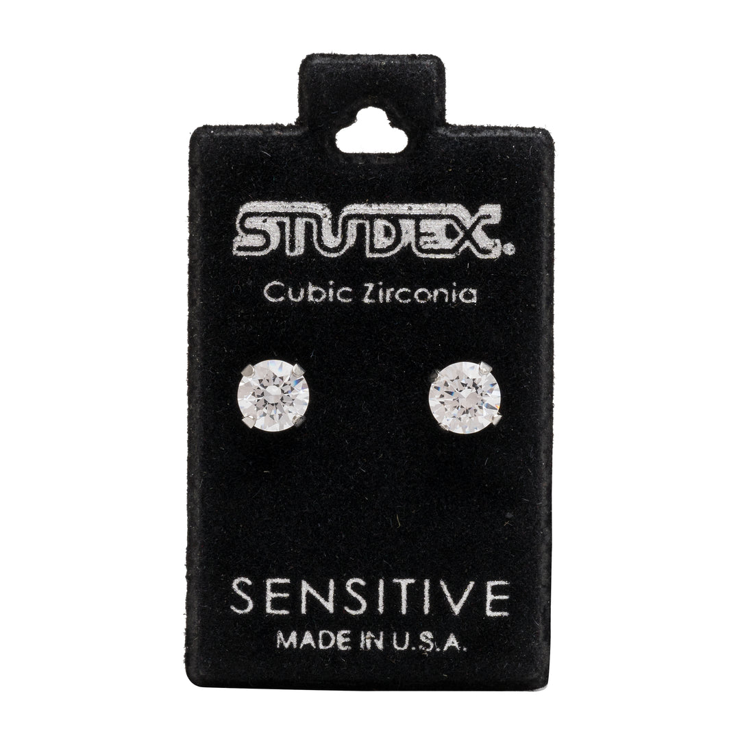 6MM Cubic Zirconia Allergy-Free Stainless Steel Ear Studs