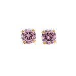 Load image into Gallery viewer, 6MM Cubic Zirconia Pink 24K Pure Gold Plated Ear Studs
