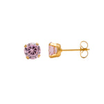 Load image into Gallery viewer, 6MM Cubic Zirconia Pink 24K Pure Gold Plated Ear Studs
