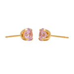 Load image into Gallery viewer, 6MM Cubic Zirconia Pink 24K Pure Gold Plated Ear Studs
