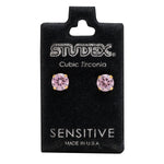 Load image into Gallery viewer, 6MM Cubic Zirconia Pink 24K Pure Gold Plated Ear Studs
