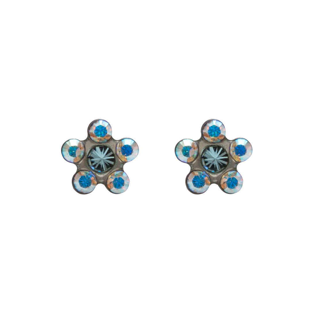 Daisy Ab Crystal March Aquamarine Allergy-Free Stainless Steel Ear Studs