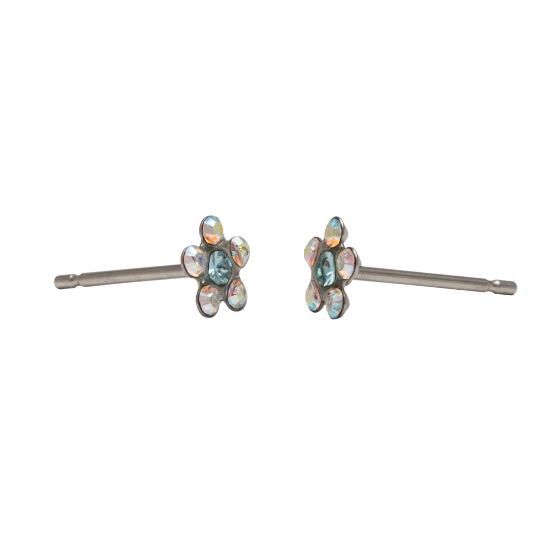 Daisy Ab Crystal March Aquamarine Allergy-Free Stainless Steel Ear Studs