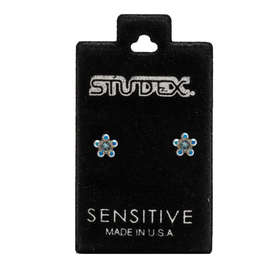 Daisy Ab Crystal March Aquamarine Allergy-Free Stainless Steel Ear Studs