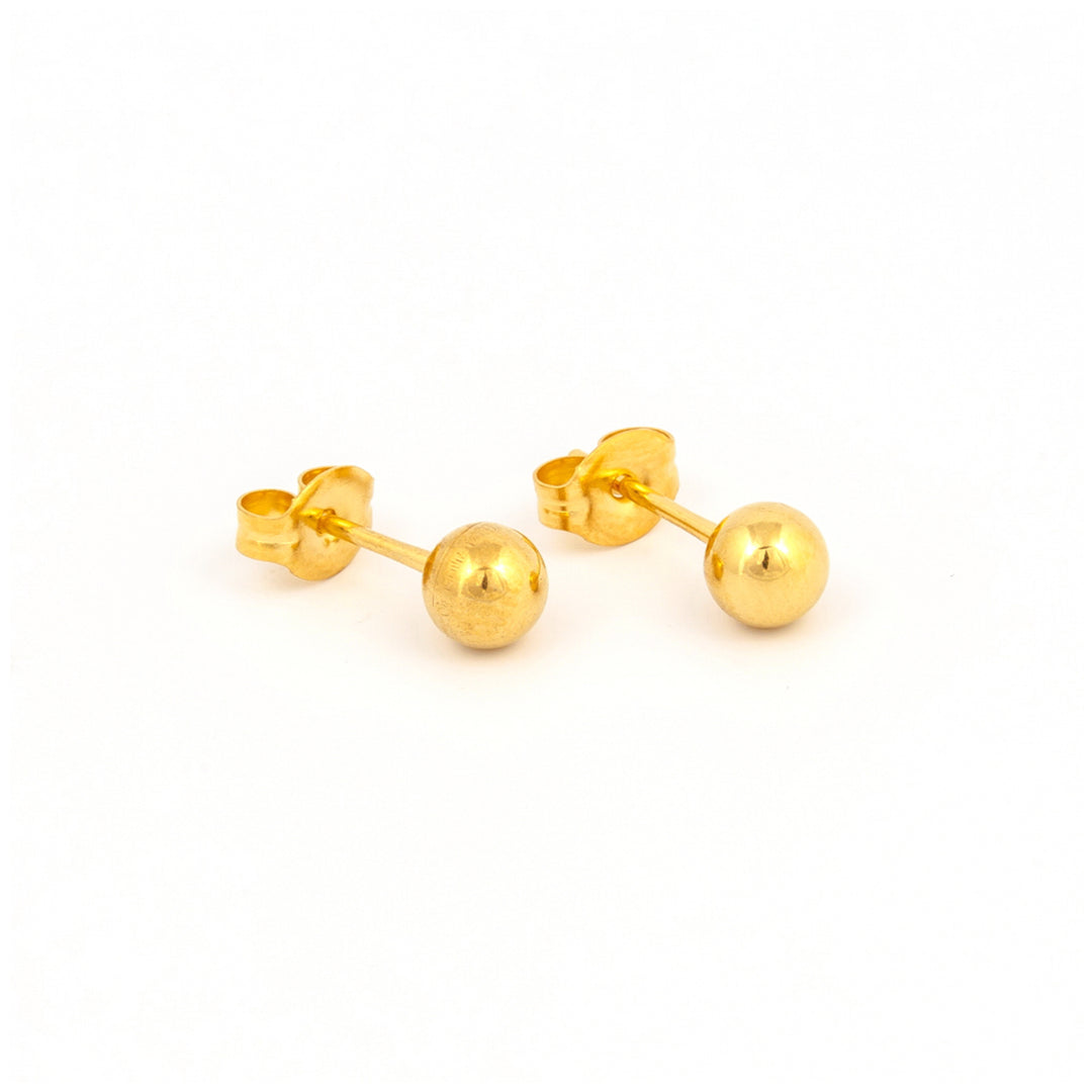 5MM Ball 24K Pure Gold Plated Ear Studs