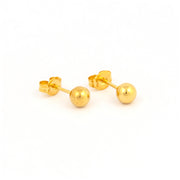 أقراط أذن مطلية بالذهب الخالص عيار 24 قيراطًا على شكل كرة مقاس 5 مم 