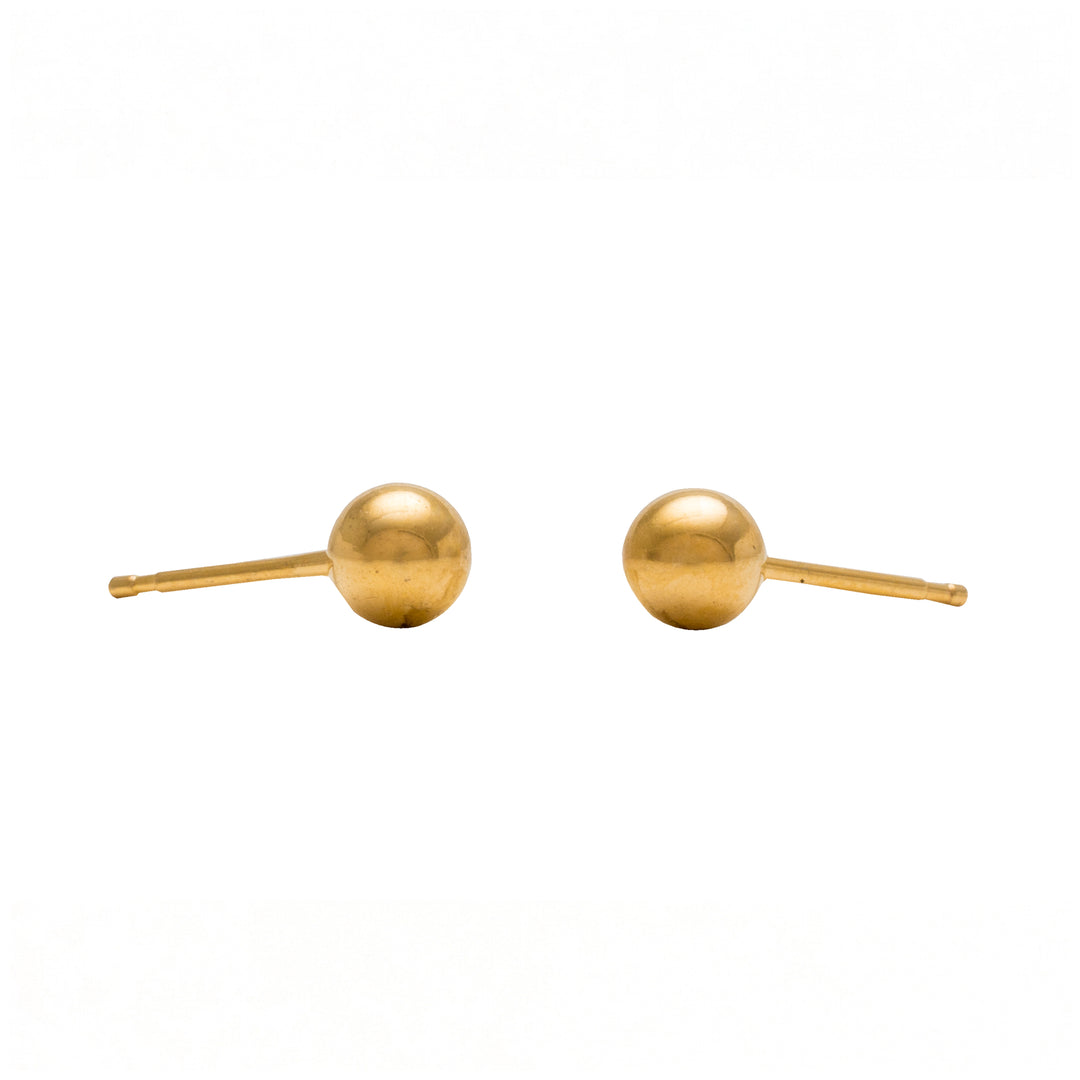 5MM Ball 24K Pure Gold Plated Ear Studs