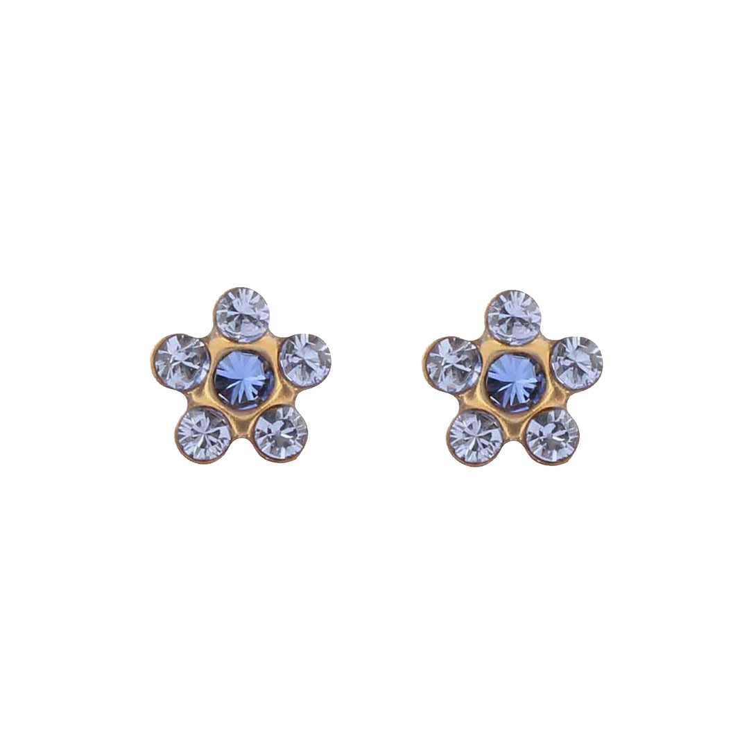 Daisy Light September Sapphire 24K Pure Gold Plated Ear Studs