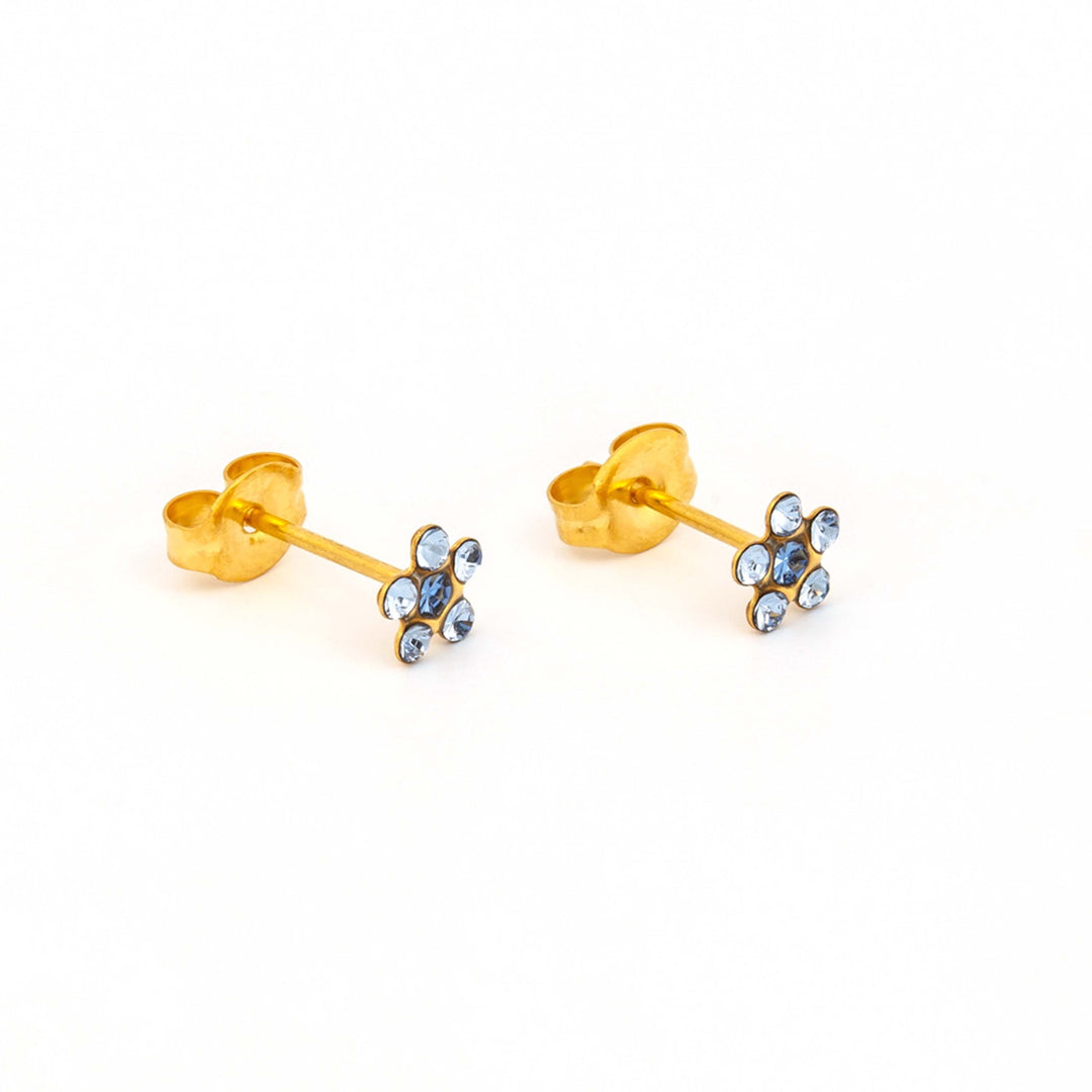 Daisy Light September Sapphire 24K Pure Gold Plated Ear Studs