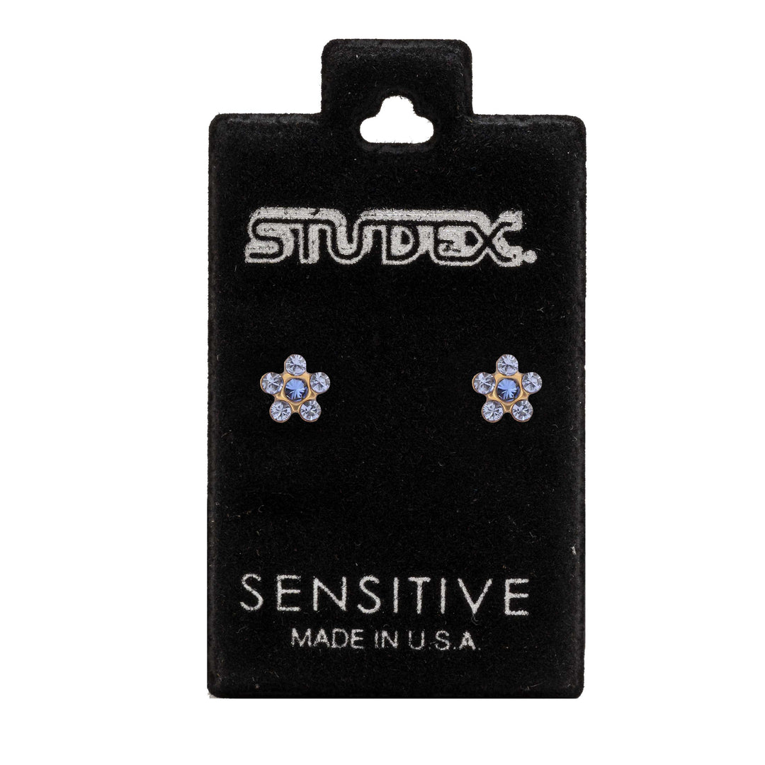 Daisy Light September Sapphire 24K Pure Gold Plated Ear Studs
