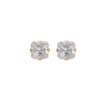 Load image into Gallery viewer, 6*6MM Cubic Zirconia Princess Cut 24K Pure Gold Plated Ear Studs
