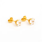 Load image into Gallery viewer, 6*6MM Cubic Zirconia Princess Cut 24K Pure Gold Plated Ear Studs
