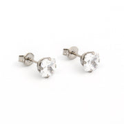 6*6MM Cubic Zirconia Princess Cut Allergy-Free Stainless Steel Ear Studs