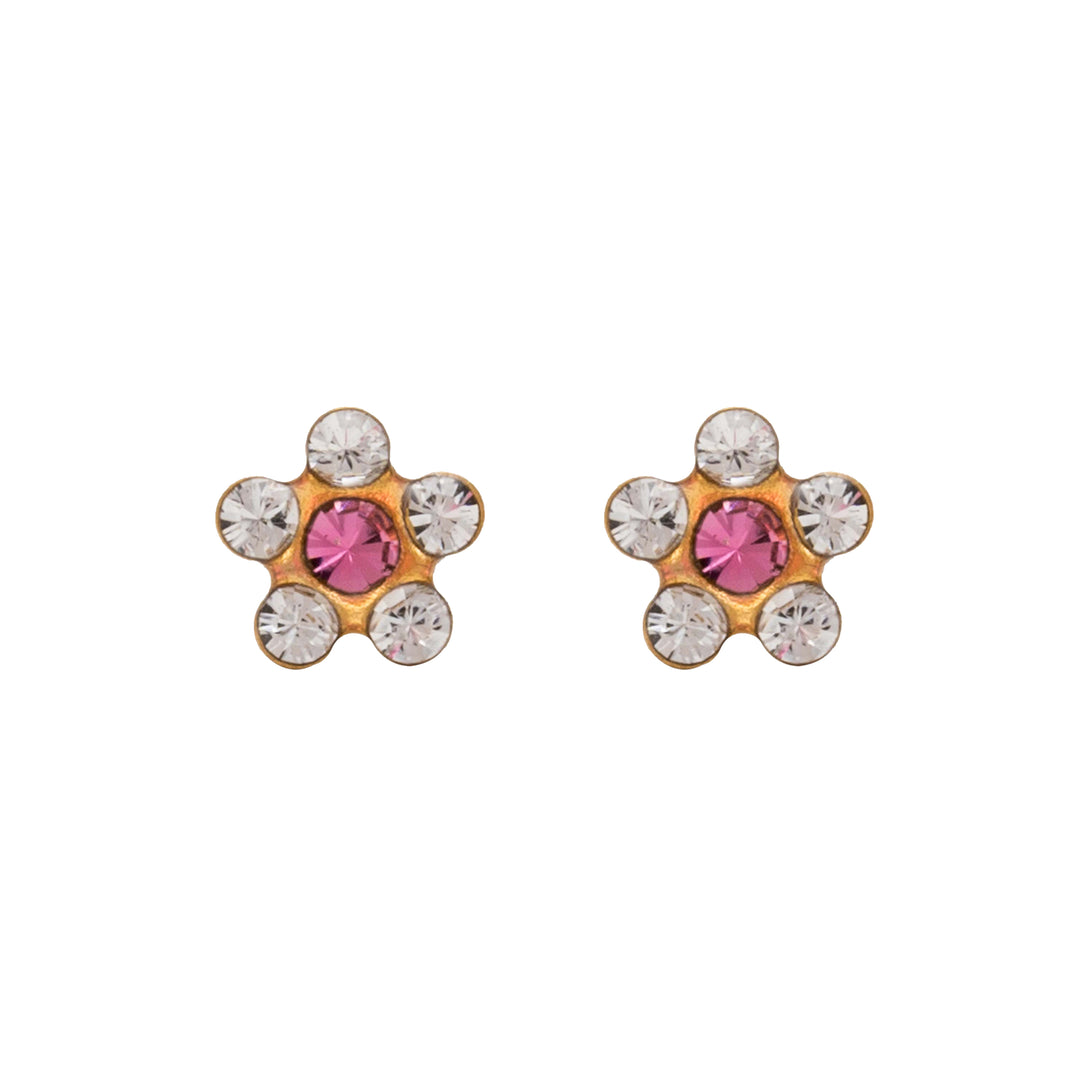 Daisy April Crystal Oct Rose 24K Pure Gold Plated Ear Studs