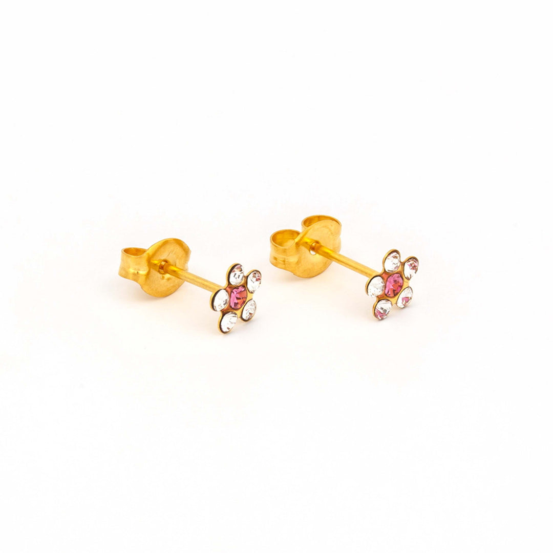 Daisy April Crystal Oct Rose 24K Pure Gold Plated Ear Studs
