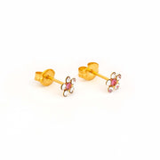 Daisy April Crystal Oct Rose 24K Pure Gold Plated Ear Studs