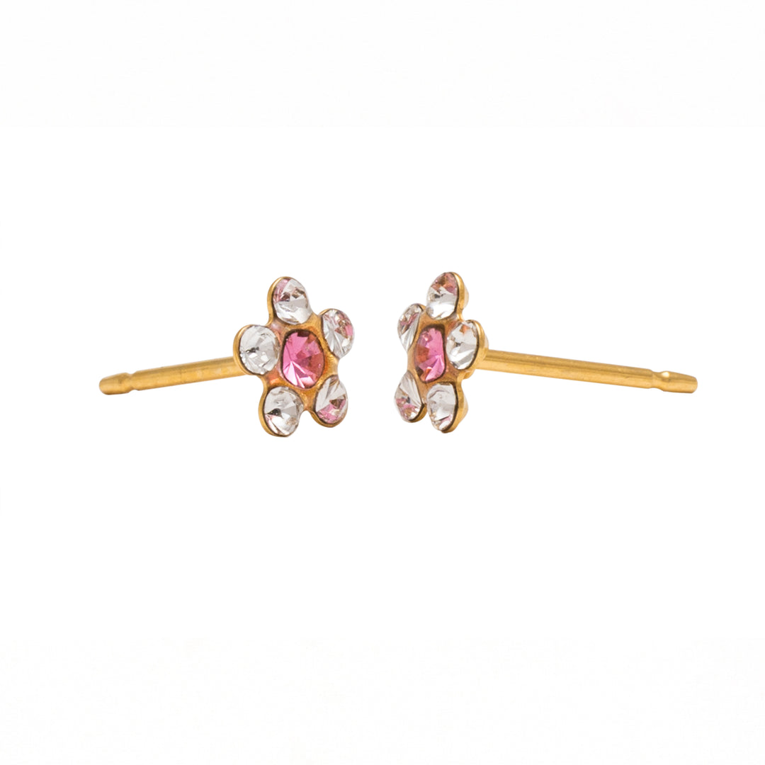Daisy April Crystal Oct Rose 24K Pure Gold Plated Ear Studs