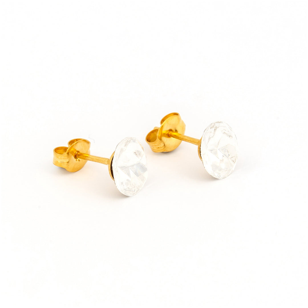 8*9MM Crystal Oval Shape 24K Pure Gold Plated Ear Studs