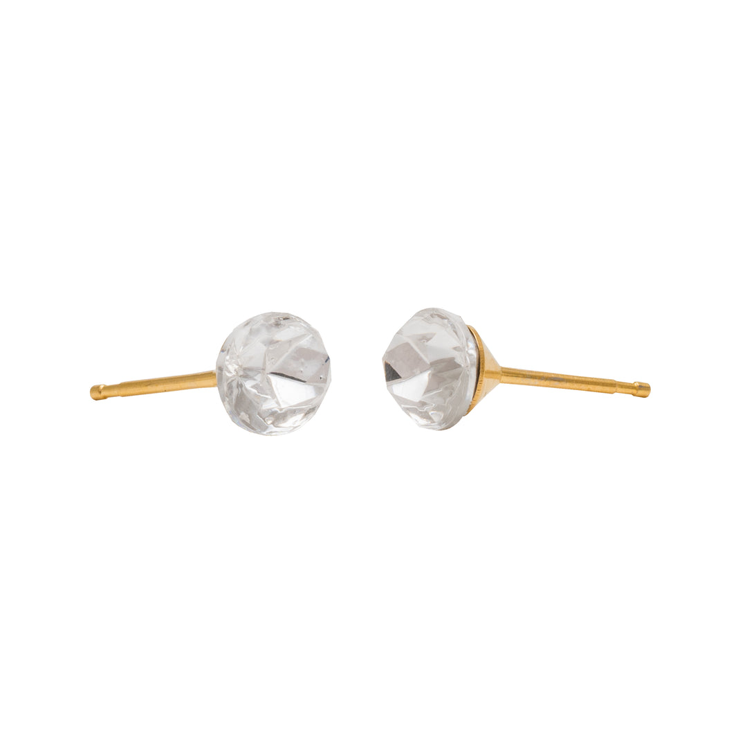 8*9MM Crystal Oval Shape 24K Pure Gold Plated Ear Studs
