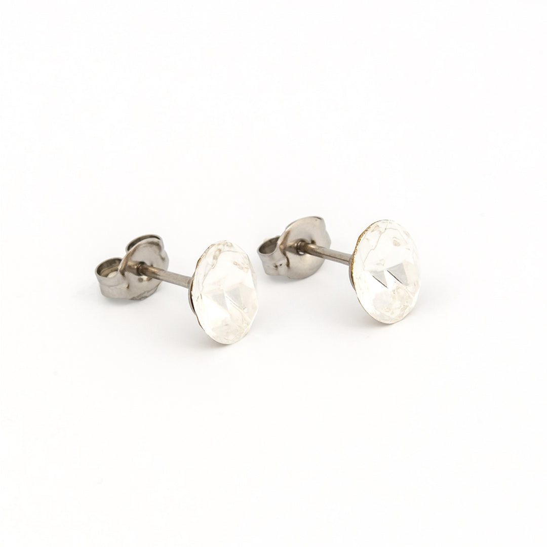 8*9MM Crystal Oval Allergy-Free Stainless Steel Ear Studs