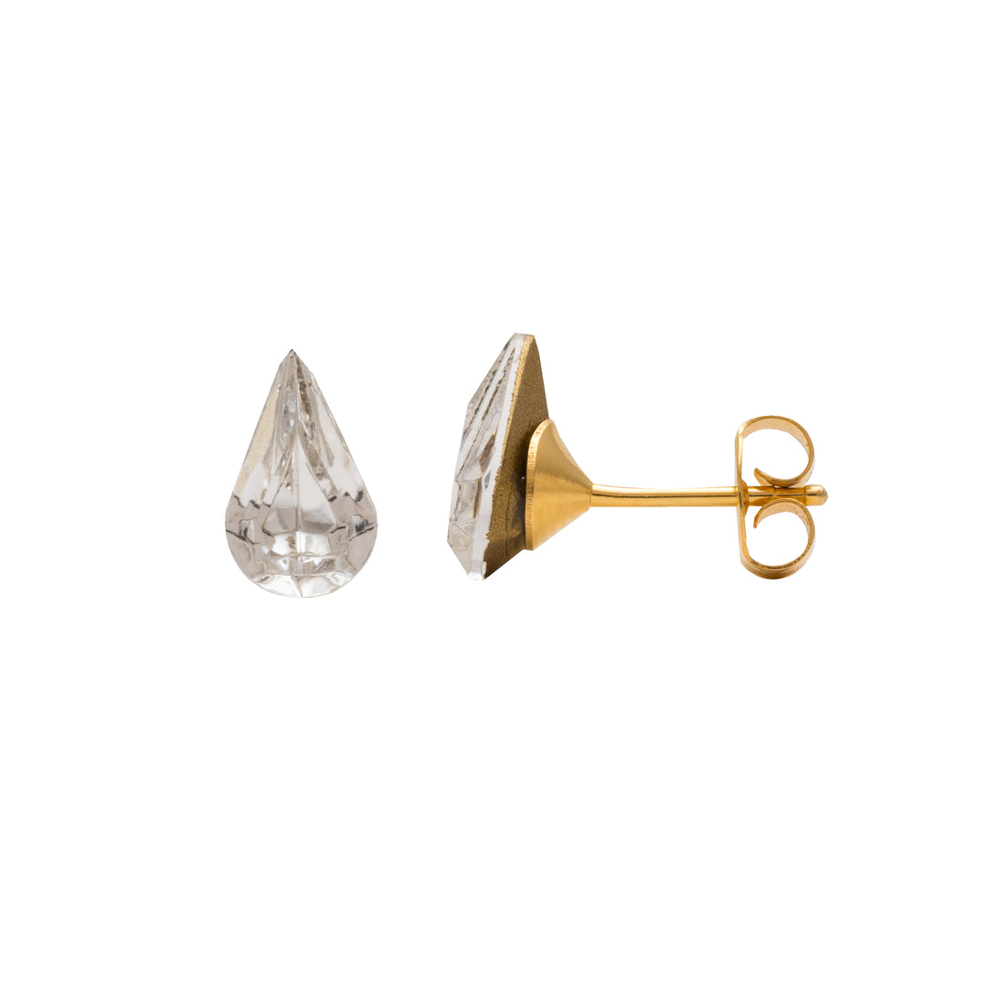 10*6MM Crystal 24K Pure Gold Plated Ear Studs