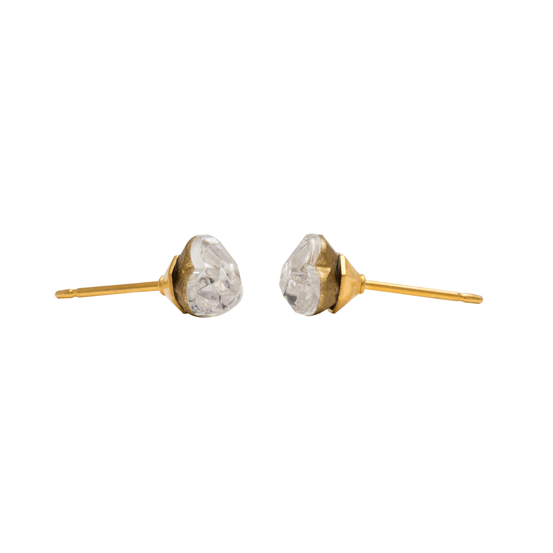 6*6MM Austrian Crystal Heart Shape 24K Pure Gold Plated Ear Studs