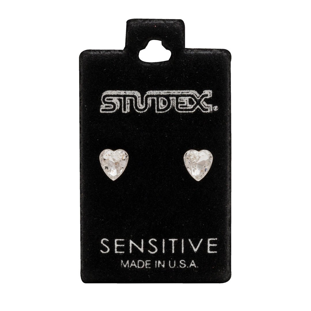 6*6MM Austrian Crystal Heart Shape 24K Pure Gold Plated Ear Studs