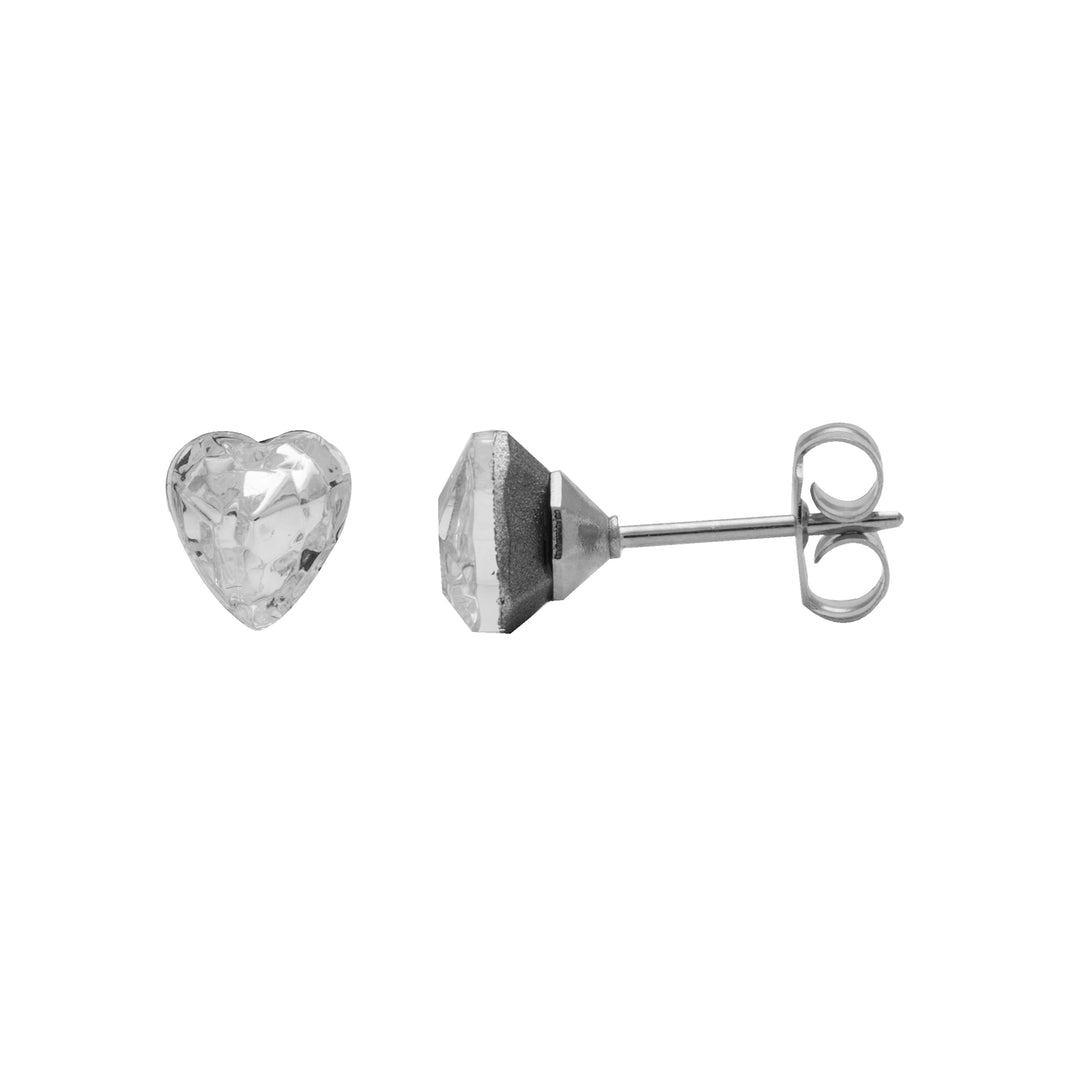 6*6MM Heart Shape Crystal Allergy-Free Stainless Steel Ear Studs